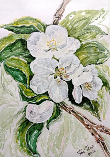 Σχέδιο με τίτλο "Blossom #1" από Tatiana Fox'Tena, Αυθεντικά έργα τέχνης, Ακουαρέλα