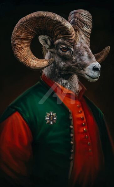 数字艺术 标题为“Portrait of a Moufl…” 由Ievgeniia Bidiuk, 原创艺术品, 数字油画