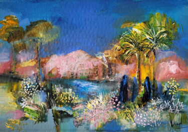 Painting titled "Rose Atlas" by Muriel Cayet, Original Artwork, Acrylic