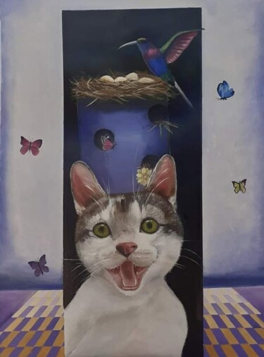 绘画 标题为“Gatto Felice ( di n…” 由Monica Zambon, 原创艺术品, 油