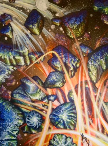 Éruption Schilderij getiteld "Éruption" door Monique Boudreau, Origineel Kunstwerk, Acryl