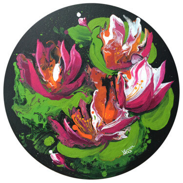 Peinture intitulée "Water lilies. Abstr…" par Natalia Veyner, Œuvre d'art originale, Acrylique