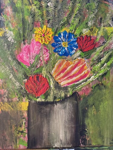fleurs Peinture intitulée "fleurs" par Olivier De Pooter, Œuvre d'art originale, Acrylique