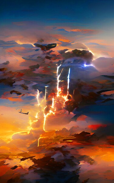 Digital Arts titled "LIGHTENING IN SKY 6" by Mahesh Tolani, Original Artwork, 3D Modeling
