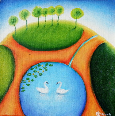 Painting titled "Кувшинки" by Oleg Sidorov, Original Artwork, Oil