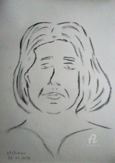 Drawing titled "Pascaline au fusain" by Roberto Urbano, Original Artwork, Charcoal