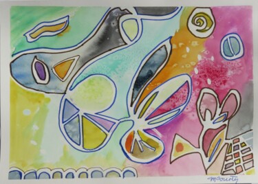 Painting titled "graphisme 4 - la to…" by Myriam Courty, Original Artwork, Watercolor