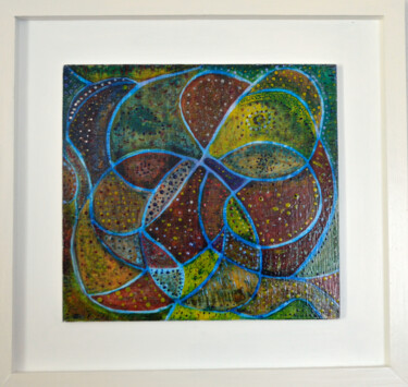 Painting titled "courbes bleues" by Mirco Mercuri, Original Artwork, Acrylic Mounted on Wood Stretcher frame