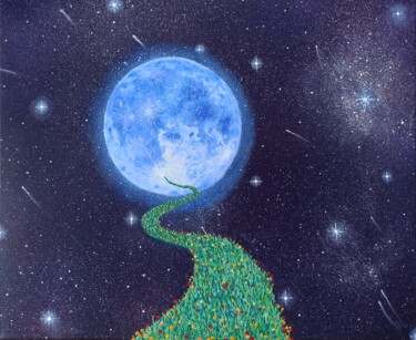 Lunar spring 绘画 标题为“Lunar spring” 由Samuel Hasenboehler, 原创艺术品, 丙烯 安装在木质担架架上