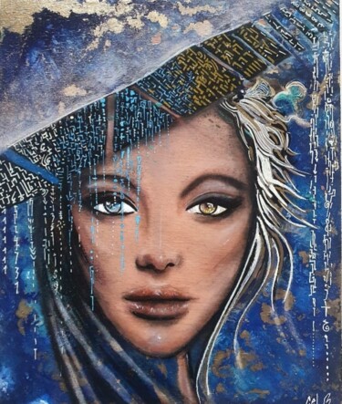 Peinture intitulée "" Transmission "" par Cel . B, Œuvre d'art originale, Acrylique Monté sur Châssis en bois
