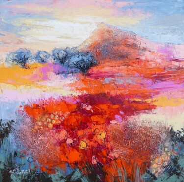 Doux soleil 「Doux soleil」というタイトルの絵画 Nathalie Montelによって, オリジナルのアートワーク, アクリル ウッドストレッチャーフレームにマウント