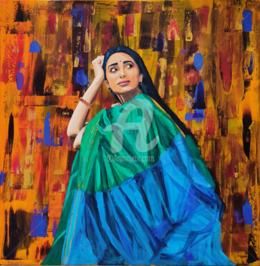 Peinture intitulée "PAKISTANI WOMAN" par Mobiclint, Œuvre d'art originale, Acrylique Monté sur Châssis en bois