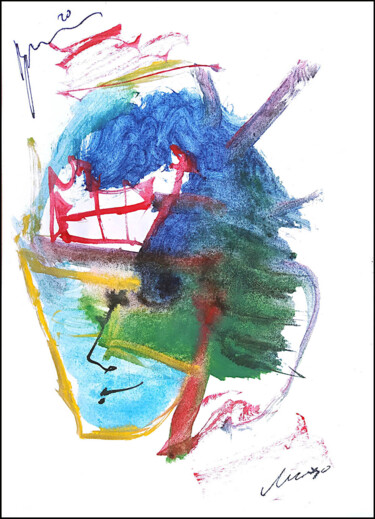 Рисунок под названием "лицо face  Visage 4…" - Дима Dima Вильмс Wilms (Рок-Живописец Rock-Painter), Подлинное произведение и…