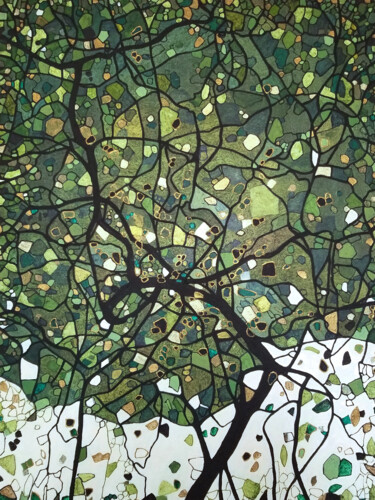 Painting titled "Chemins de vie" by Sophie Cantou, Original Artwork, Acrylic Mounted on Wood Stretcher frame