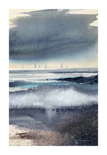 绘画 标题为“ABSTRACTION. SEA. #5” 由Eugenia Gorbacheva, 原创艺术品, 水彩