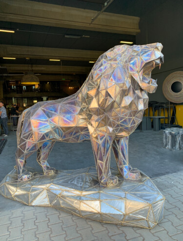 Sculpture titled "Handmade Lion Sculp…" by Ase, Original Artwork, Metals