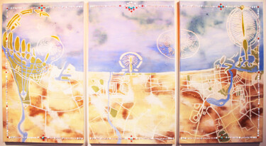 Malerei mit dem Titel "La La Land Dubai" von Sarah I. Avni, Original-Kunstwerk, Acryl Auf Keilrahmen aus Holz montiert