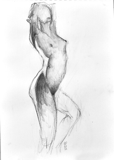 图画 标题为“NUDE FEMALE 03 K.F.…” 由Konstantin Fomin, 原创艺术品, 铅笔