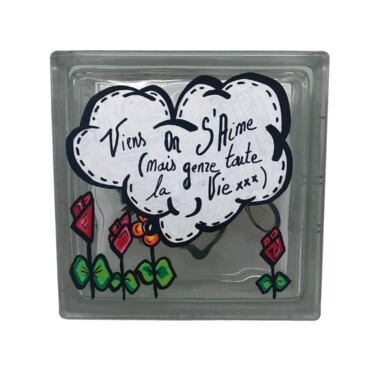 Sculpture titled "Pavé du mur du bonh…" by Asop, Original Artwork, Acrylic