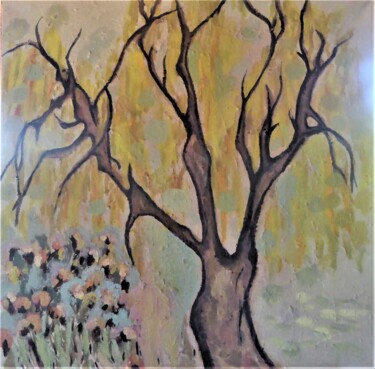 Painting titled "après la pluie" by Giulia Archer, Original Artwork, Oil Mounted on Wood Stretcher frame