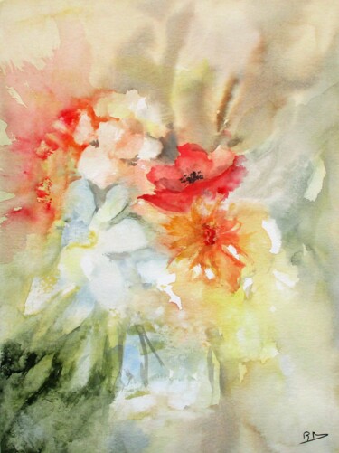 제목이 "Douces fleurs"인 미술작품 Navema로, 원작, 수채화