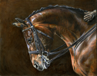 Pintura intitulada "Bay Horse" por Una Hurst, Obras de arte originais, Óleo