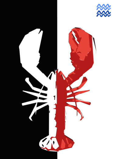 Digital Arts με τίτλο "Lobster" από Josep Domènech, Αυθεντικά έργα τέχνης, 2D ψηφιακή εργασία Τοποθετήθηκε στο Χαρτόνι