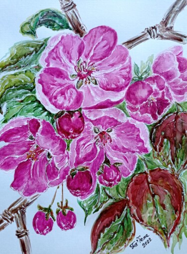 Σχέδιο με τίτλο "Blossom #2" από Tatiana Fox'Tena, Αυθεντικά έργα τέχνης, Ακουαρέλα