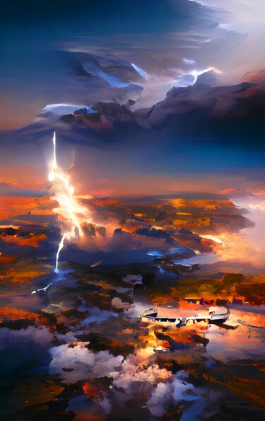 Digital Arts titled "LIGHTENING IN SKY 8" by Mahesh Tolani, Original Artwork, 3D Modeling