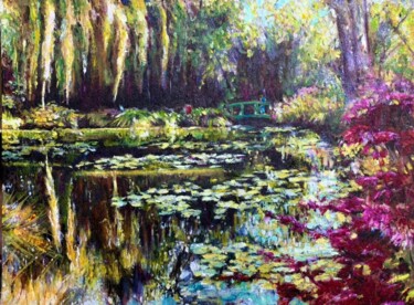 Peinture intitulée "The pond of Claude…" par Philippe Petit, Œuvre d'art originale, Huile