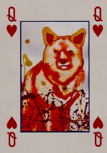 绘画 标题为“Queen of the Hearts” 由Sandro Brito (Sanarts), 原创艺术品, 水彩