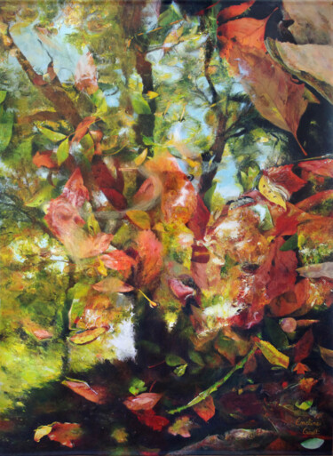 Painting titled "Miroir d'automne 4" by Émeline Garet, Original Artwork, Acrylic
