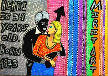 Male figure Henri serie of naive paintings by Mirit Ben-Nun Pintura titulada "Male figure Henri s…" por Mirit Ben-Nun, Obra de arte original, Acrílico