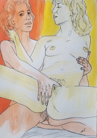 绘画 标题为“Plaisirs féminins 3” 由Jean Philippe Dufau, 原创艺术品, 丙烯