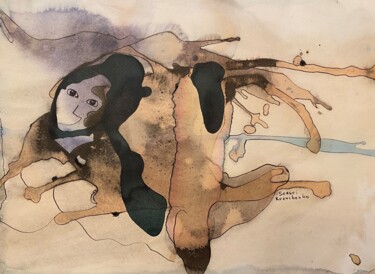 Peinture intitulée "Japan girl" par Sergei Kozachenko, Œuvre d'art originale, Encre
