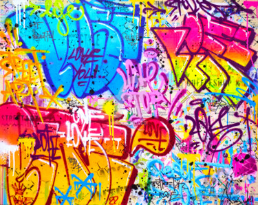 绘画 标题为“UNDERGROUND GRAFFITI” 由Vincent Bardou, 原创艺术品, 拼贴 安装在木质担架架上