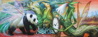 绘画 标题为“Victorious Panda” 由Reydel Espinosa Fernandez, 原创艺术品, 油