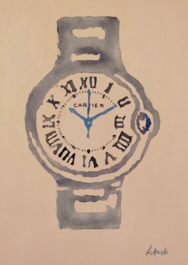 Pittura intitolato "Cartier Ballon Bleu" da Leonardo Arieti, Opera d'arte originale, Acquarello
