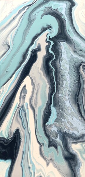 50 Shades of Turquoise fluid art Painting titled "50 Shades of Turquo…" by Tatiana Malinovscaia, Original Artwork, Acrylic