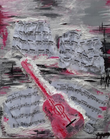 La guitare enchantee Peinture intitulée "La guitare enchantee" par Christelle Carlton, Œuvre d'art originale, Acrylique