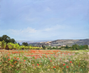 Peinture intitulée "Le Luberon vers Rou…" par Pascal Giroud, Œuvre d'art originale, Huile
