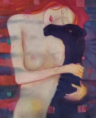 ACCOLADE A KLIMT Peinture intitulée "ACCOLADE A KLIMT" par Philippe Graillot (TORGALLI), Œuvre d'art originale, Huile