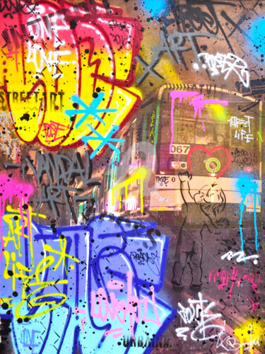 绘画 标题为“GRAFFITI TRAIN” 由Vincent Bardou, 原创艺术品, 丙烯 安装在木质担架架上