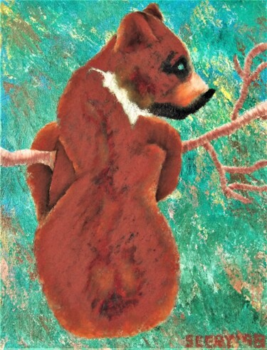 绘画 标题为“Bear on a branch” 由Timothy Seery, 原创艺术品, 粉彩