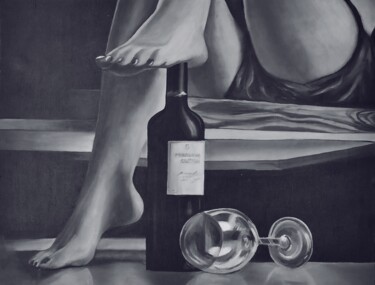 Painting titled "It's time for wine" by Mariia Baskal, Original Artwork, Oil