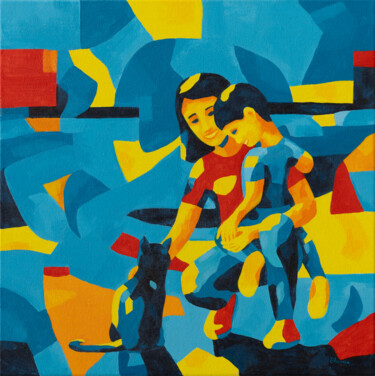 Happy Encounter Peinture intitulée "Happy Encounter" par Beate Blume, Œuvre d'art originale, Acrylique Monté sur Châssis en bois
