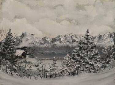 MatSu Snow Painting titled "MatSu Snow" by Tammy Gauthreaux, Original Artwork, Acrylic Mounted on Wood Stretcher frame