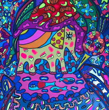 Peinture intitulée "Jungle Spirit" par Clemyart, Œuvre d'art originale, Acrylique Monté sur Châssis en bois