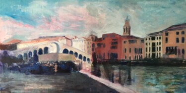 제목이 "By the Rialto Bridge"인 미술작품 Sandra Haney로, 원작, 기름