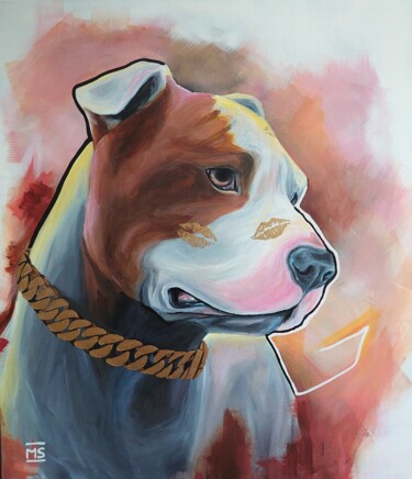 Peinture intitulée "Kiss for a Dog" par Marit Symalla, Œuvre d'art originale, Acrylique Monté sur Châssis en bois
